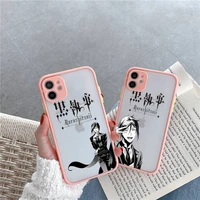 anime black butler phone case for iphone 12 11 mini pro xr xs max 7 8 plus x matte transparent pink cover