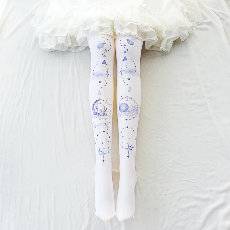 

Japanese Lolita Cartoon Print Stockings Sweet Print Soft sister Bottoming Girls Pantyhose Spring summer Kawaii Socks Cosplay