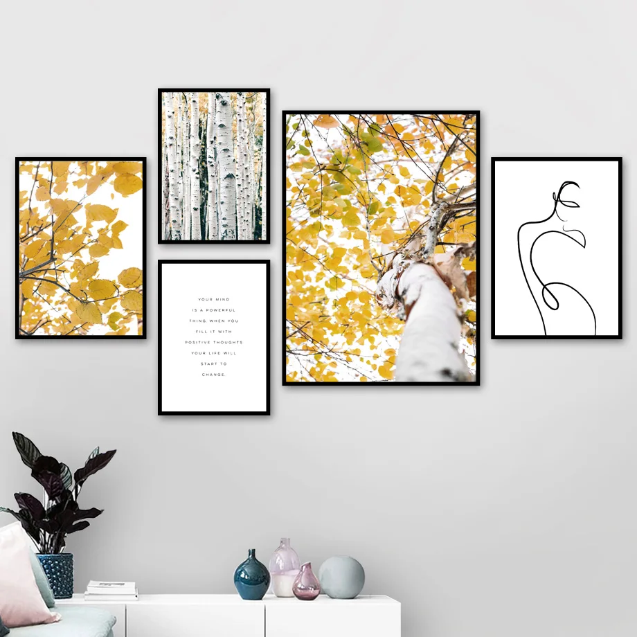 

Autumn Landscape Golden Fallen Leaves Forest Wall Art Canvas Painting Nordic Posters And Prints Wall Pictures For Living Room