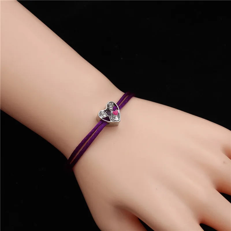 3 шт./лот Шарм Сердце и Кристалл Регулируемый браслет Изготовление желаний