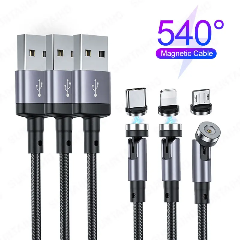 

Suntaiho 540 Rotate Magnetic Cable Micro USB Type C Phone Cable For iPhone Samsung Xiaomi Fast Magnet Charger USB C Cord Wire