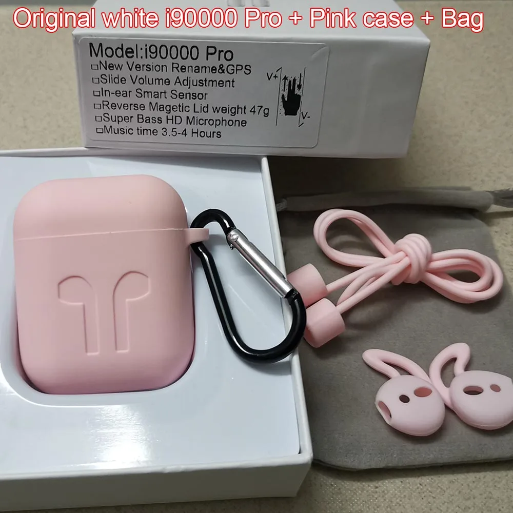 Original PinkCase Новейший i90000 Pro Tws Air 2, беспроводной Bluetooth наушник с регулировкой громкости 8D, супер бас PK i50000 i5000 i9000TWS - Цвет: Original PinkCase
