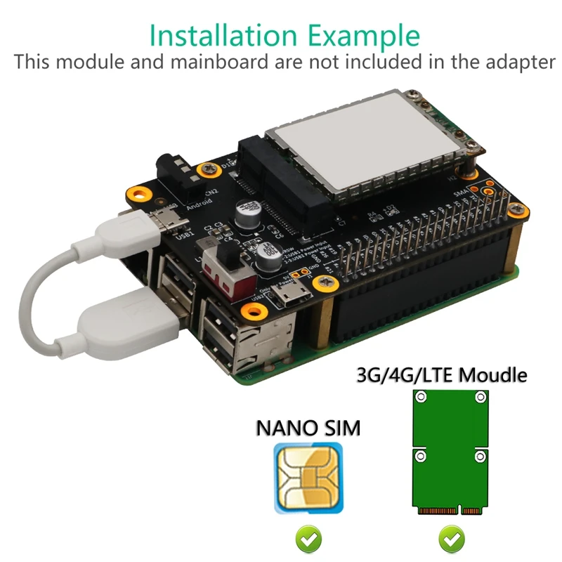 Базовая плата 3G/4G и LTE для USB-переходника Raspberry/Asus Tinker Board/Samsung ARTIK/Rock64 Media/Liber