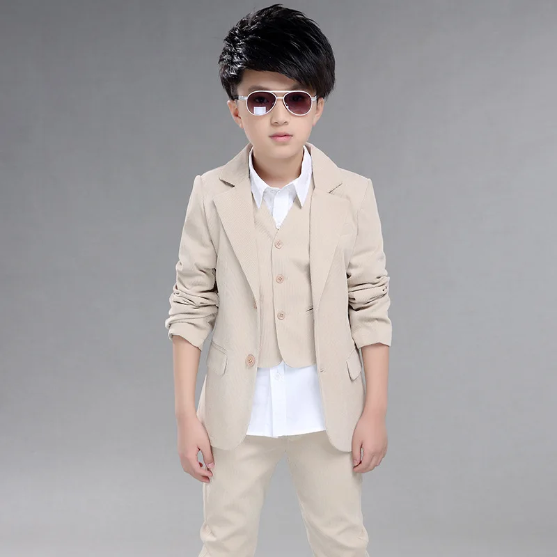 Big boys blazer suits for weddings kids jacket + vest pants 3 PCS set costume marriage formal party clothing | Детская одежда и