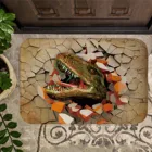 Домашние фланелевые напольные коврики, 3D рисунок динозавра, приветственный коврик, ванная комната, нескользящий ковер для кухни, коридора, для улицы и помещения, 60 см x 40 см
