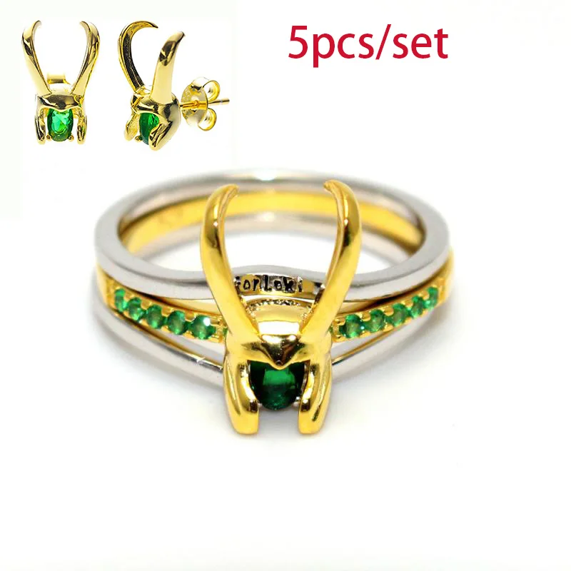 5 шт./компл. Loki Deity шлем героя крутое кольцо для мужчин и женщин позолоченные