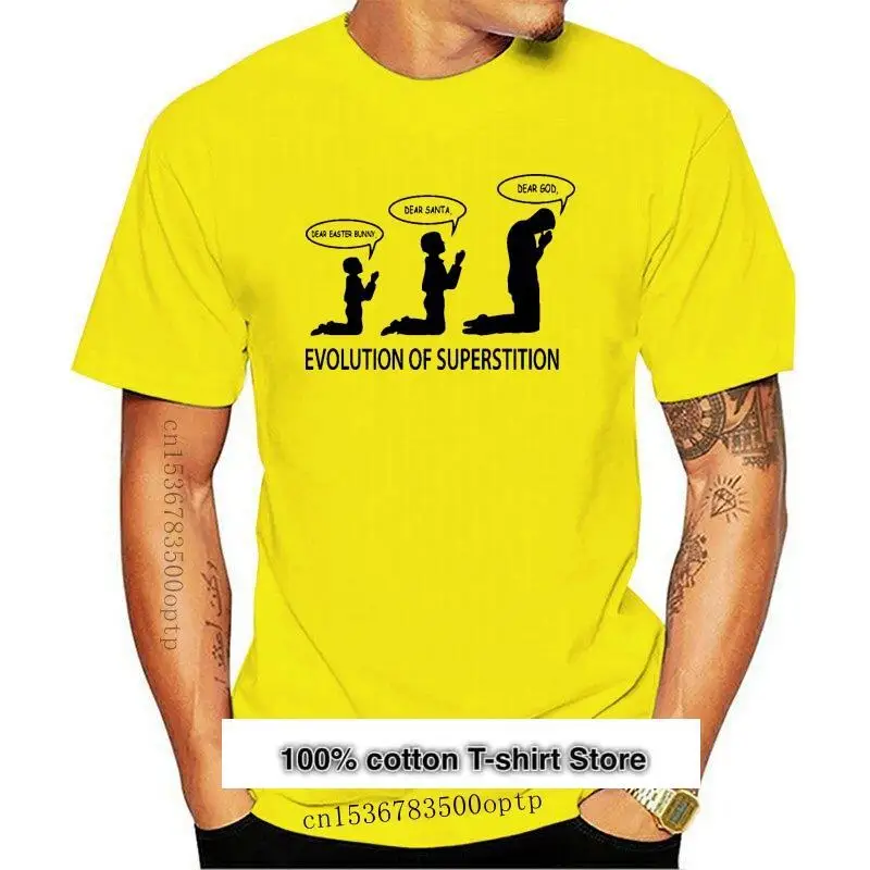 

La superstición evolución hombre ateo gracioso camiseta el ateísmo