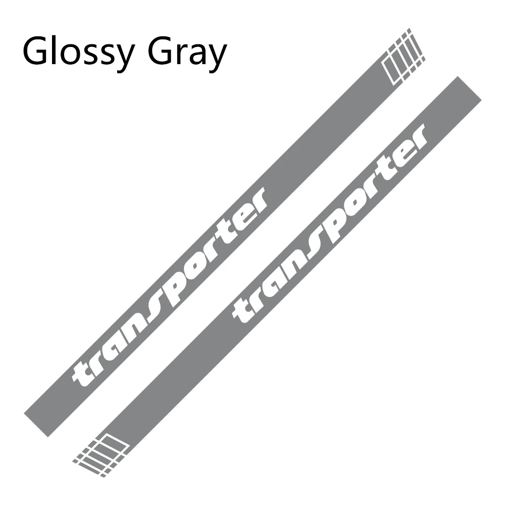 Glossy Gray 2Pcs Car Side Stripes Stickers Auto Vinyl Film Decoration Decals For Volkswagen Multivan T4 T5 T6 Styling Car Tuning Accessories - Название цвета: Glossy Gray
