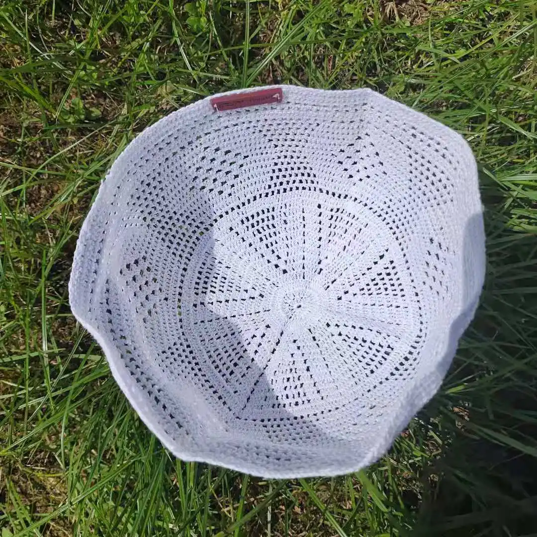 Мусульманская шапка шляпа национальная вязаная сетка крючком ручная белая