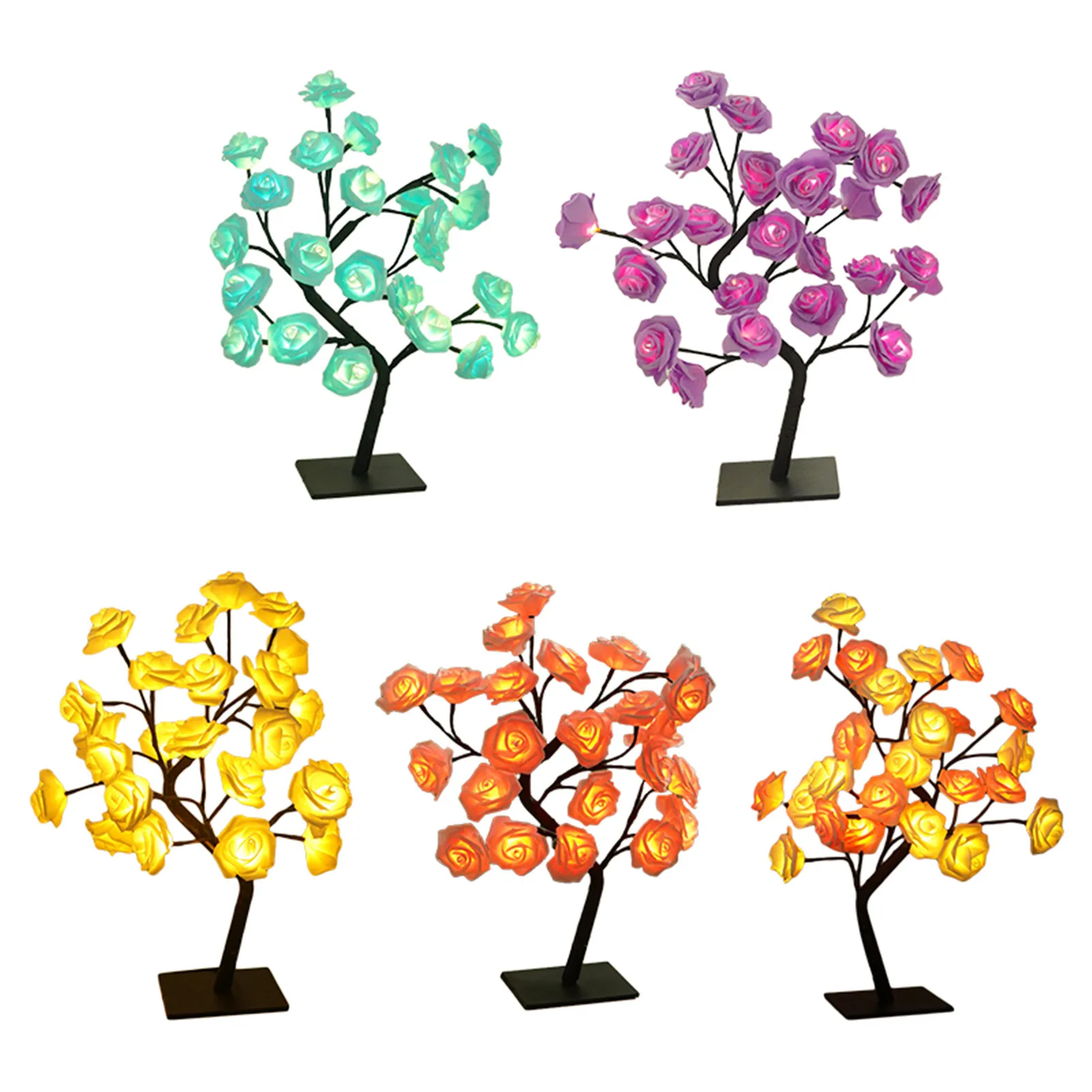 

Detachable LED Simulation Rose Tree Table Lamp 4.5V Table Decor Light With 24 LED Lights ON/OFF Button Switch Mode Living Room