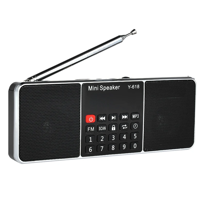 Y-618 мини Fm радио цифровой Портативный двойной 3W старио Динамик Mp3 аудио плеер Высокое качество звука W/2 дюймов Дисплей Scr