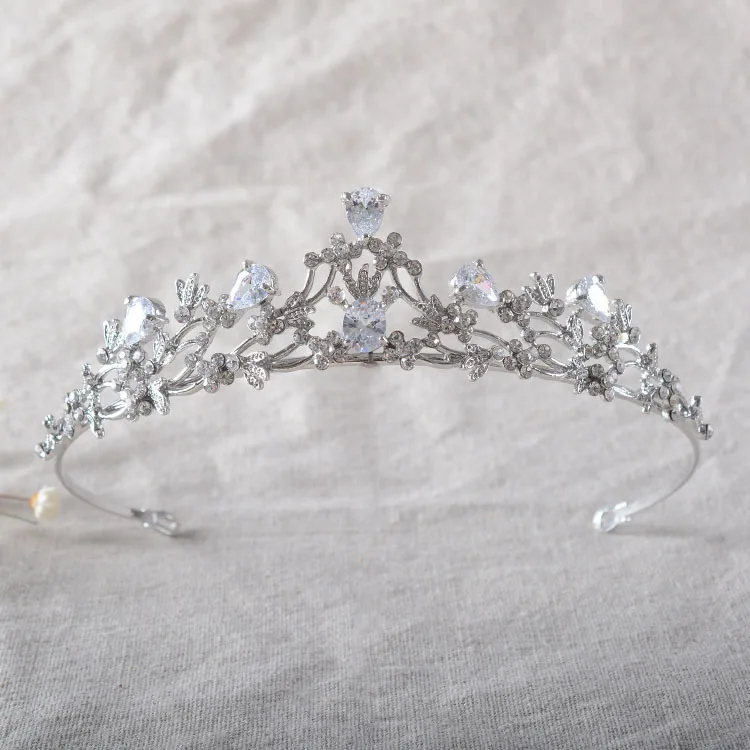 SLBRIDAL сплав Свадебный Тиара головной убор со стразами Хрустальная Свадебная Тиара головной убор жемчуг свадебные аксессуары для волос женские ювелирные изделия - Окраска металла: Model 17