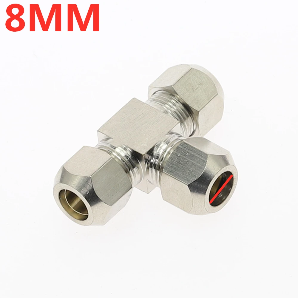 Пневматические фитинги латунные T Тип 4681012 мм диаметр трубы компрессионная муфта для трубы Компрессионный фитинг разъем PE