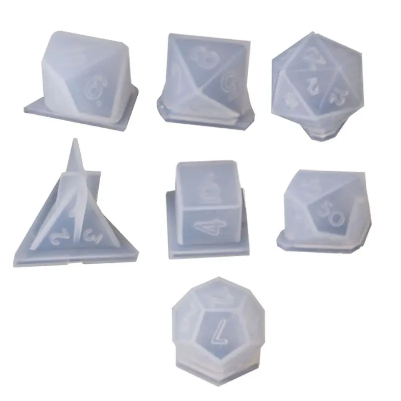 

7 Shapes Dice Fillet Square Triangle Dice Mold Crystal Epoxy Resin Mold Kit Dice Digital Game Silicone Mould Art Craft
