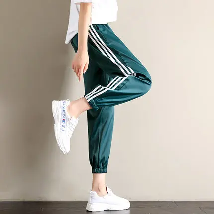 

han Ladies Summer Thin Nine Points Sports Pants Casual Lantern Ice Silk Loose Harem Sun Protection Pants