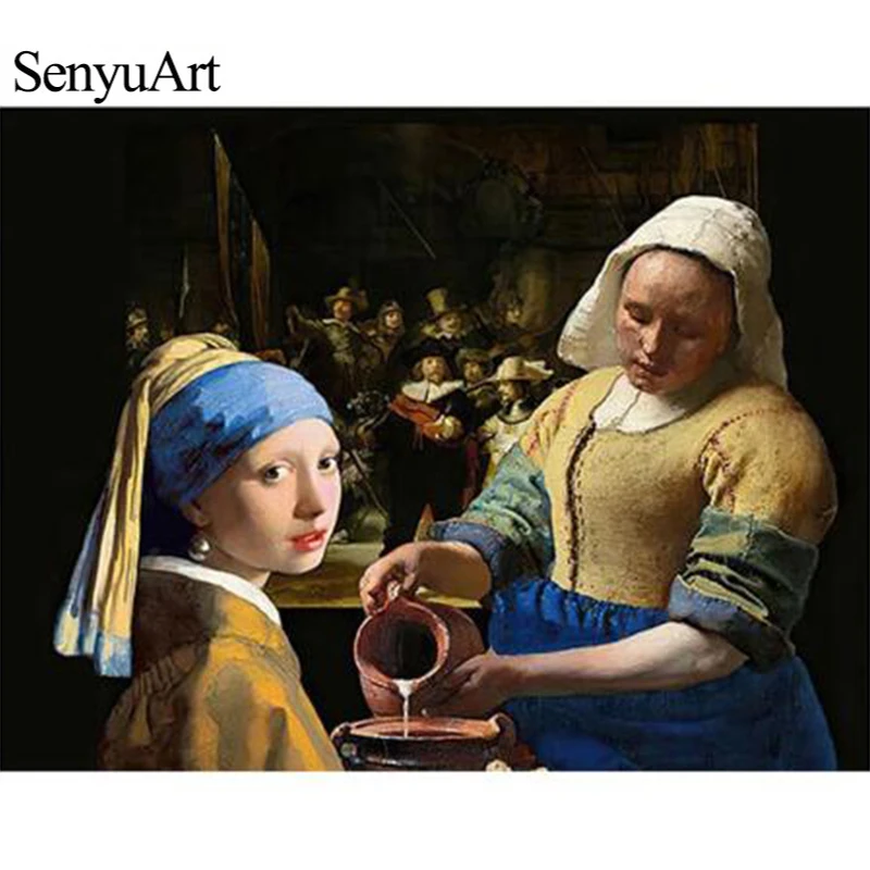 

Набор для алмазной вышивки «сделай сам» SenyuArt, картина с молоком для женщин, 5d полное сверление, квадратная и круглая Вышивка крестиком, моза...