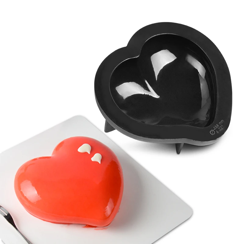 

Silicone Cake Mold 3D Heart Shaped Nonstick Black Baking Mousse Dessert Decoration Tools