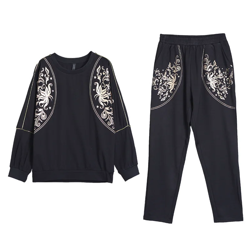 

SOUL OF TIGER 2020 Korean Fashion Ladies Spring Printed 2 Piece Sets Women Vintage Floral Tops And Pants Loose Casual Tracksuits