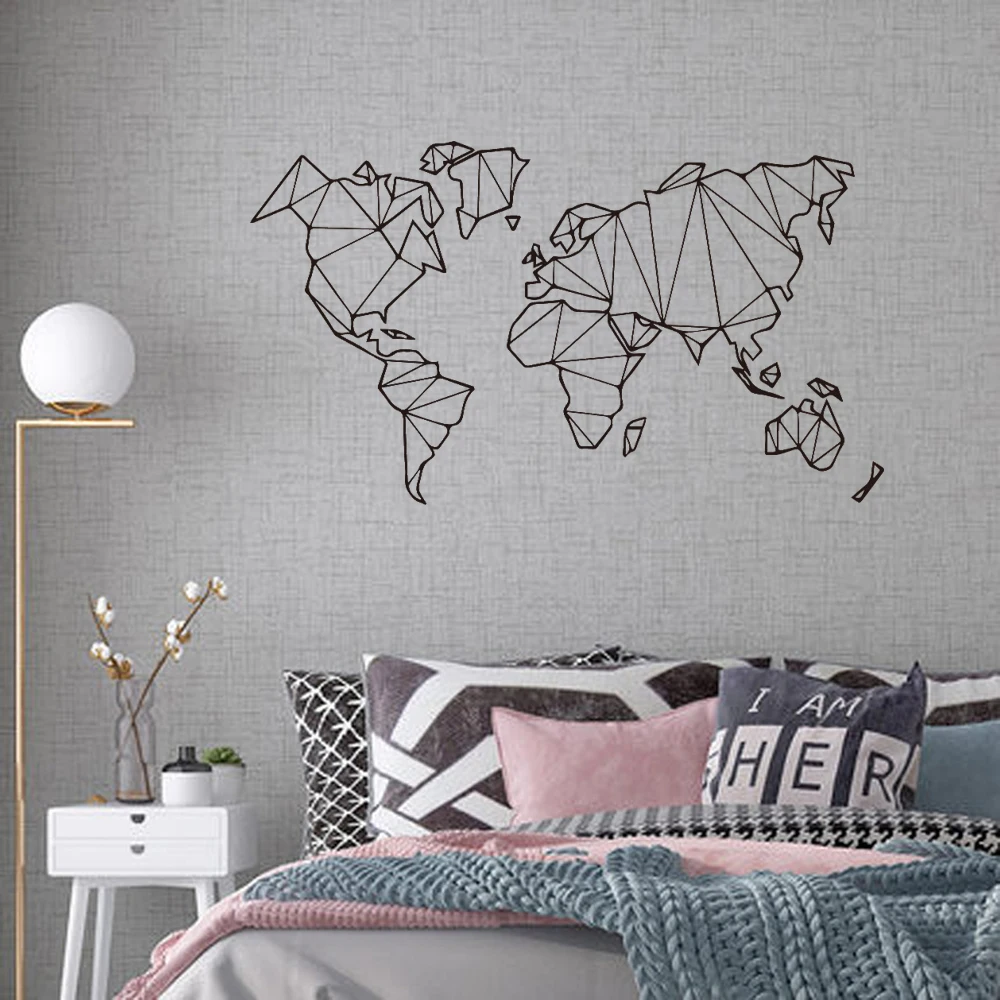 

Geometric Large Size Wall Sticker World Map Vinyl Mural Removable Stickers Home Living Room Decoration Accessories Bedroo