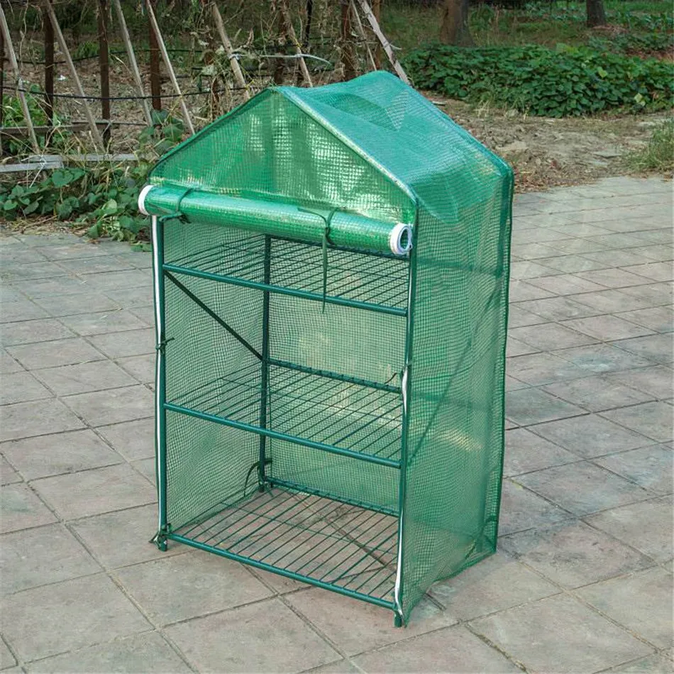 AULAYSED 120x70x46 см 3 яруса кружевных мини-теплица с полиэтиленовая Крышка-н-ролл обувь на каблуках со шнуровкой и застежкой-молнией; двери Водонепроницаемый фетровые шляпы Портативный тепличная палатка