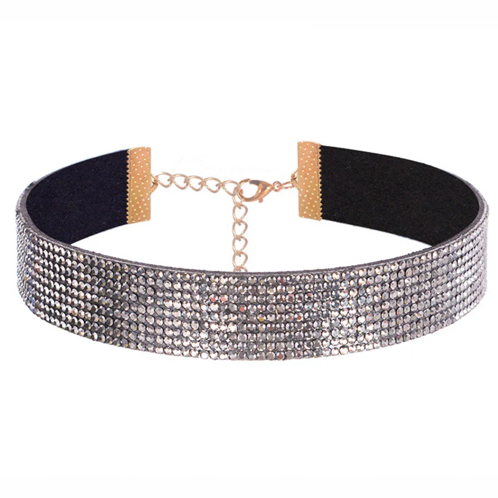 Fashion Charm Collar Fashion Jewelry Leather Velvet Full Shine Choker Necklace