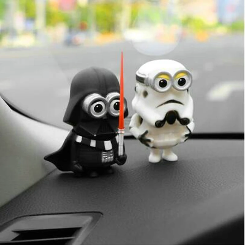 

Funny Eco-friendly Style Fashion Creativity High Quality Durable Cartoons Doll Statue Black and White Warrior Car Decorations