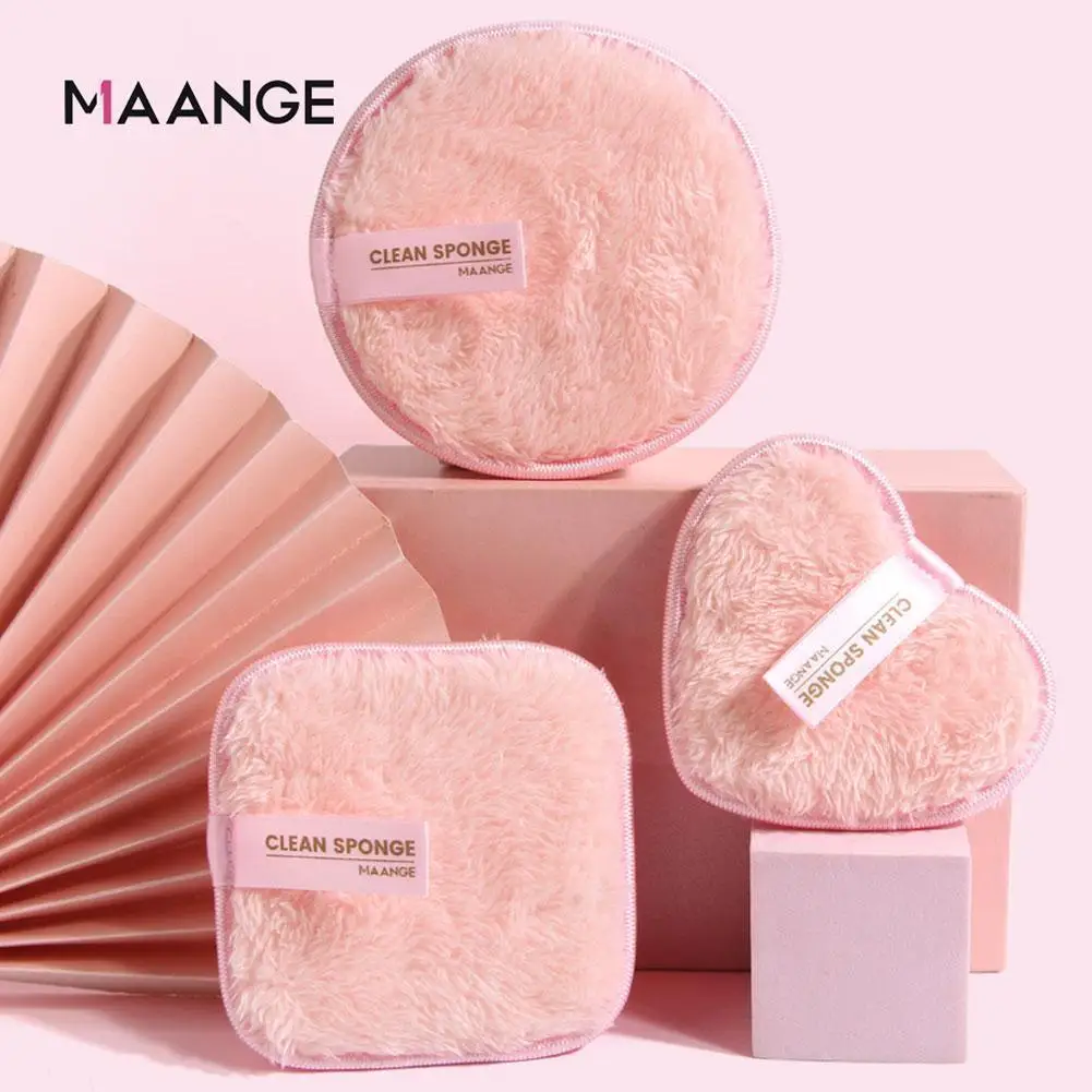 

3 Pink Multi-function Cleaning Puff Makeup Remover Double-Sided Cleansing Reusable Rounds Puffs Soft Makeup Washable Pads W5E4