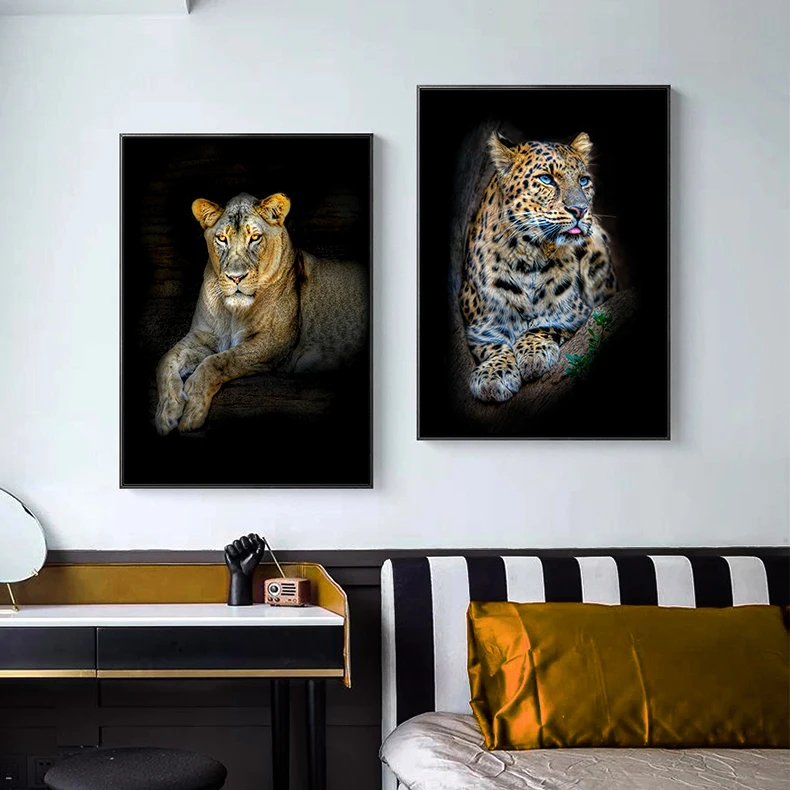 Современная абстрактная картина лев тигр Холст плакат скандинавский принт дикий