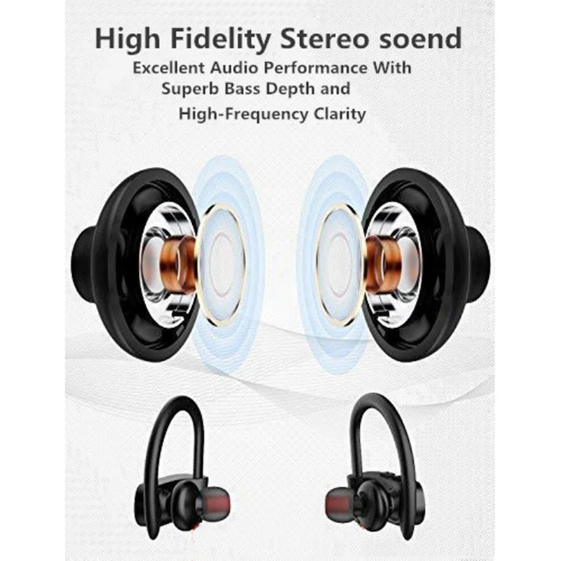 Wireless Headphones Best Sports Earphones with Mic Ipx7 Waterproof Hd Stereo Sweatproof Earbuds for Gym Running Workou | Электроника