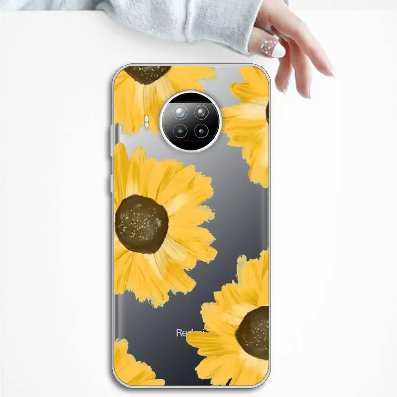 

Cute cartoon daisy flower Phone Case Transparent for Xiaomi mi Redmi note 10 t 8 9 pro lite 11 Samsung S 8 9 10 20