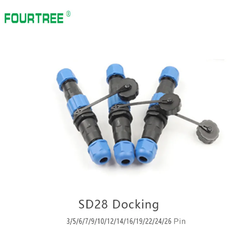 Водонепроницаемый разъем IP68 SD28 соединительный кабель питания штекер и гнездо