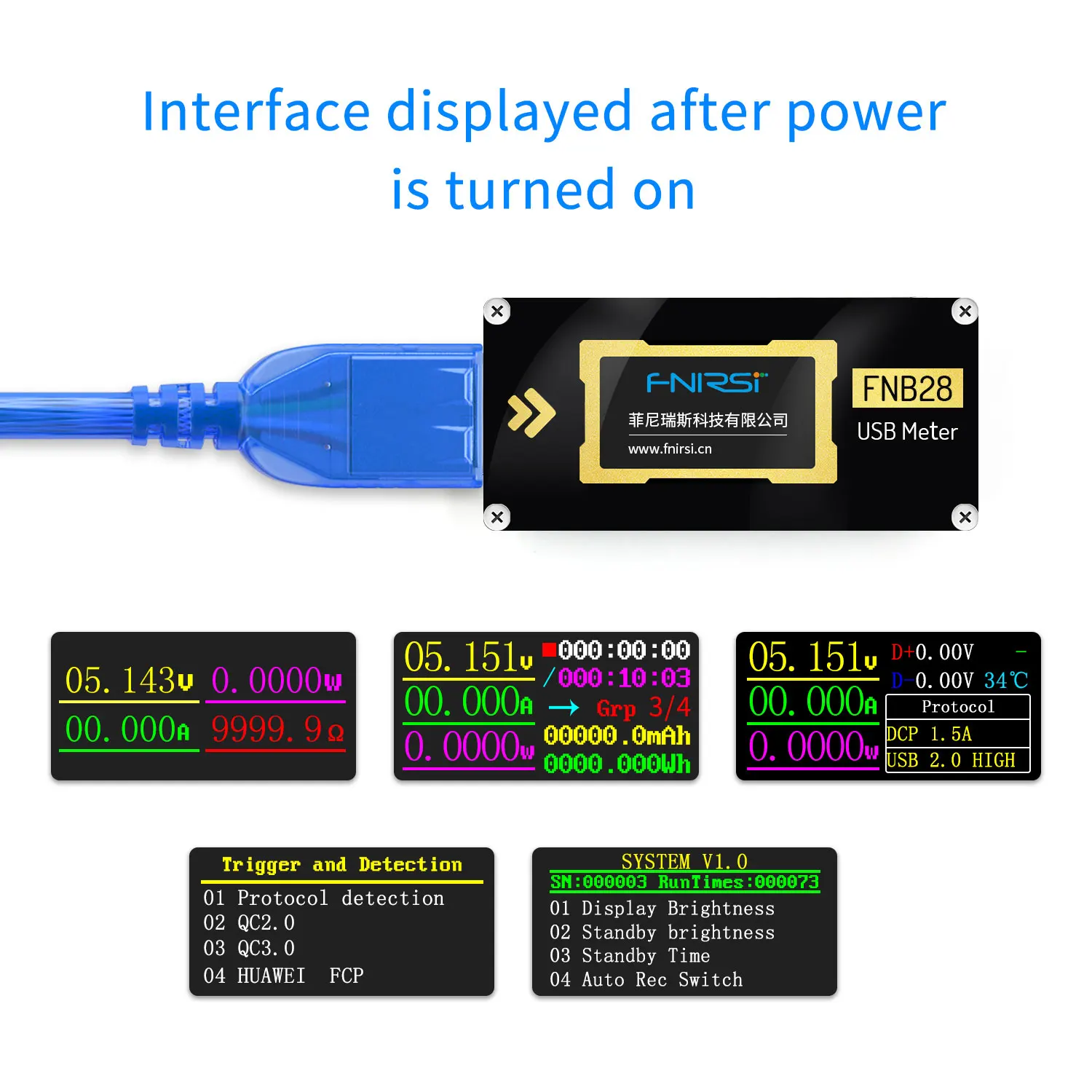 Измеритель тока и напряжения FNB28 USB тестовый er QC2.0/QC3.0/FCP/SCP/AFC протокол быстрой