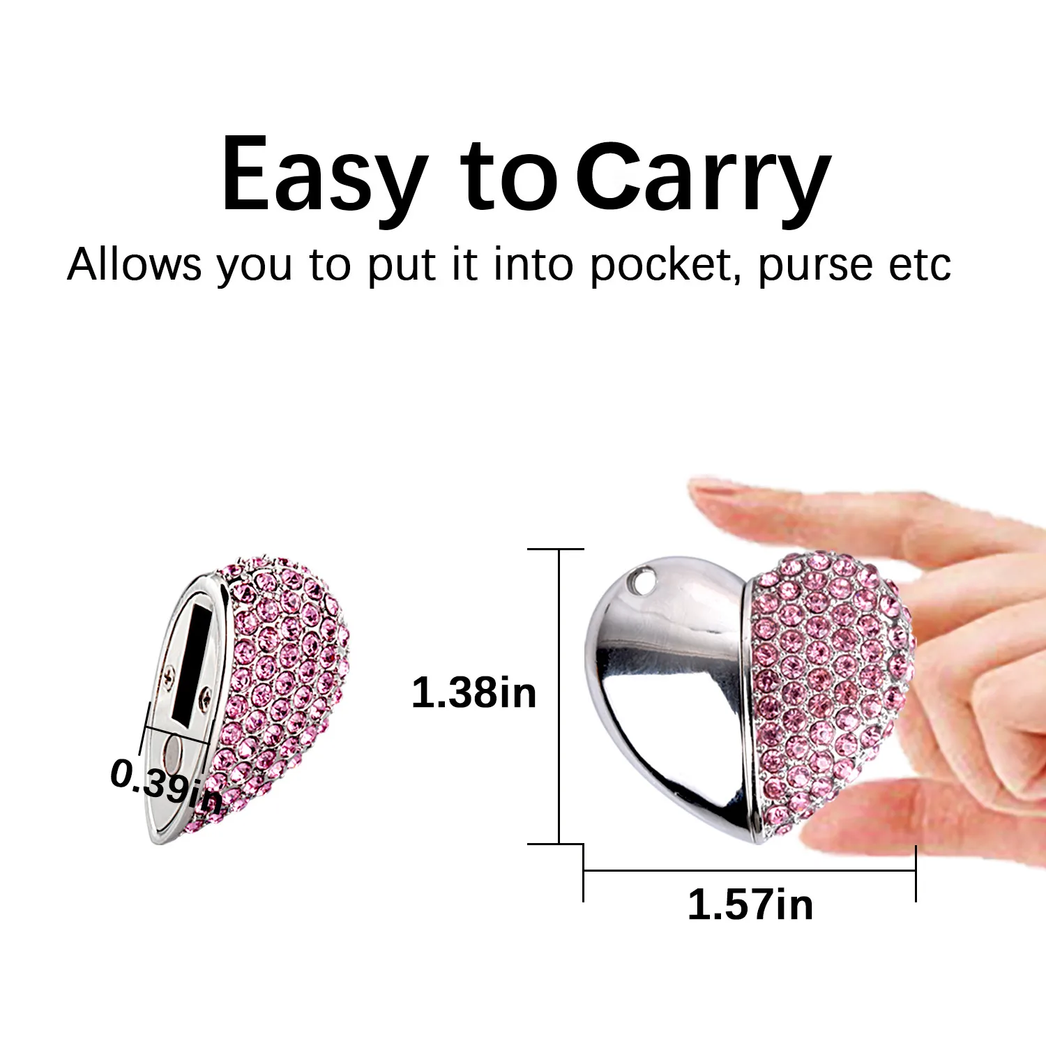 

Heart-Shape Pendant USB Flash Drive, Cordiform USB2.0 Memory Stick, Drive for Photos&Videos, 32G, 64G,Pink