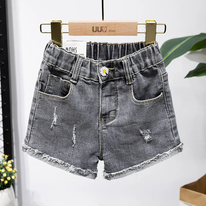 

Girls Pants 2021 Summer Korean Version of Children's Wear Girl Denim Shorts Casual Hot Loose Waist Elastic Cotton Middle-aged