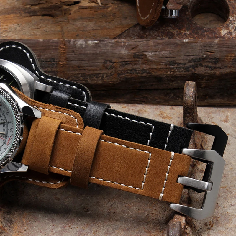 Fashion Sport Watchband High Quality Genuine Leather Watch Strap Band 20mm 22mm 24mm 26mm for Watch Accessories Wristband