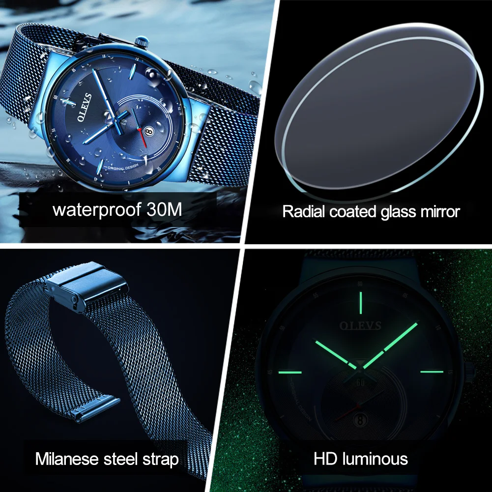 

OLEVS Men Watch Fashion Sports 2021 New Independent Second Hand Waterproof Luminous Quartz Watch Relogio Masculino