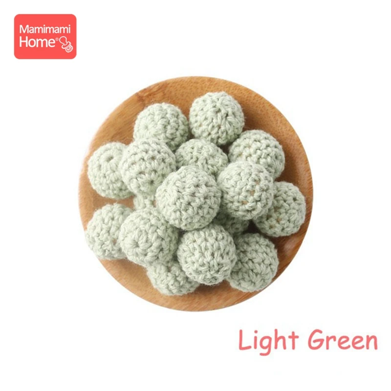 Light Green 10 шт. 20 мм набор для вязания крючком Прорезыватель для зубов сделай сам для Кормления Шприц ожерелье деревянные пустые вязаные бусины Детские товары игрушки - Цвет: Light Green
