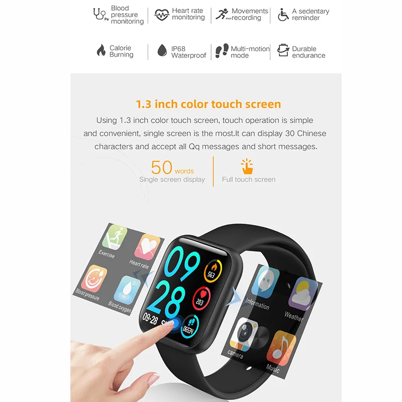 P80 Смарт часы для женщин IP68 Водонепроницаемый Полный сенсорный экран smartwatch монитор сердечного ритма для samsuang xiaomi huawei часы