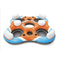 four person floating island water inflatable recliner floating row inflatable multi person play in the water for a comfortab