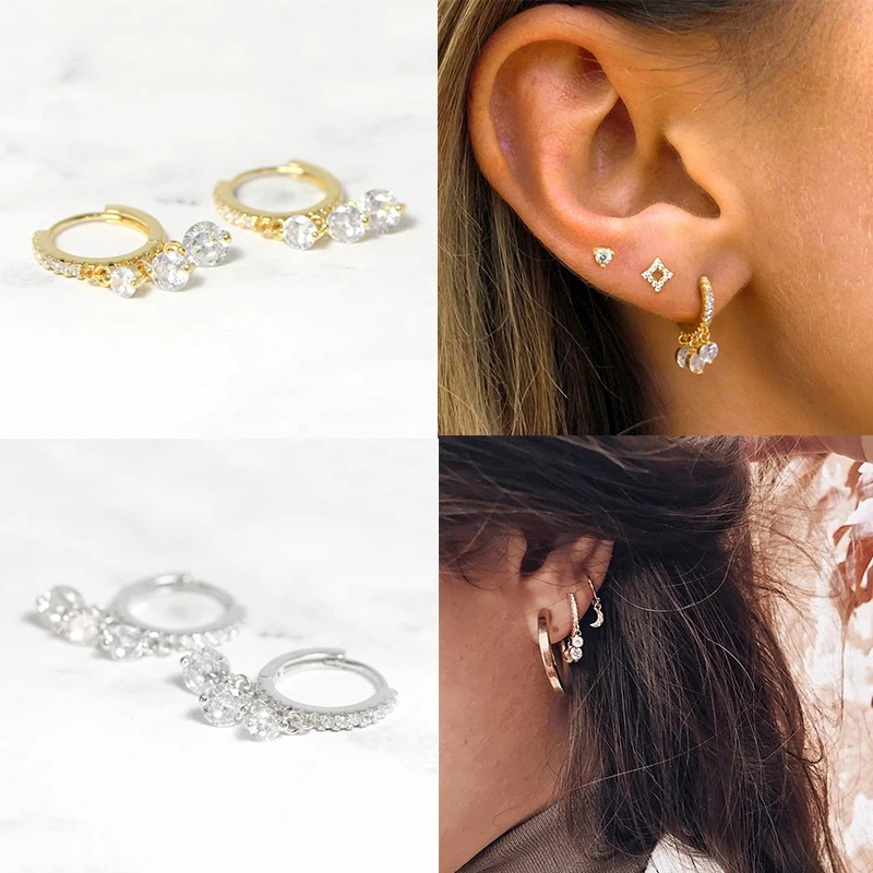

Canner Real 925 Sterling Silver Hoop Earrings For Women Luxury Zircon Circle Round Earring Fashion Earings Jewelry pendientes