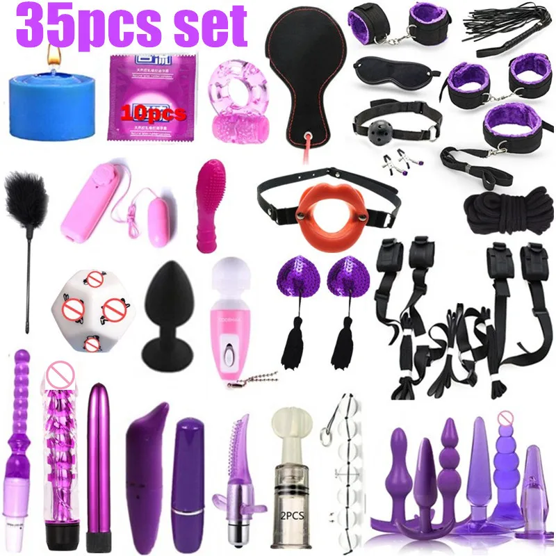 35 шт. набор Секс игрушки для пар Связывание Вибраторы нейлоновый сдержанный раб