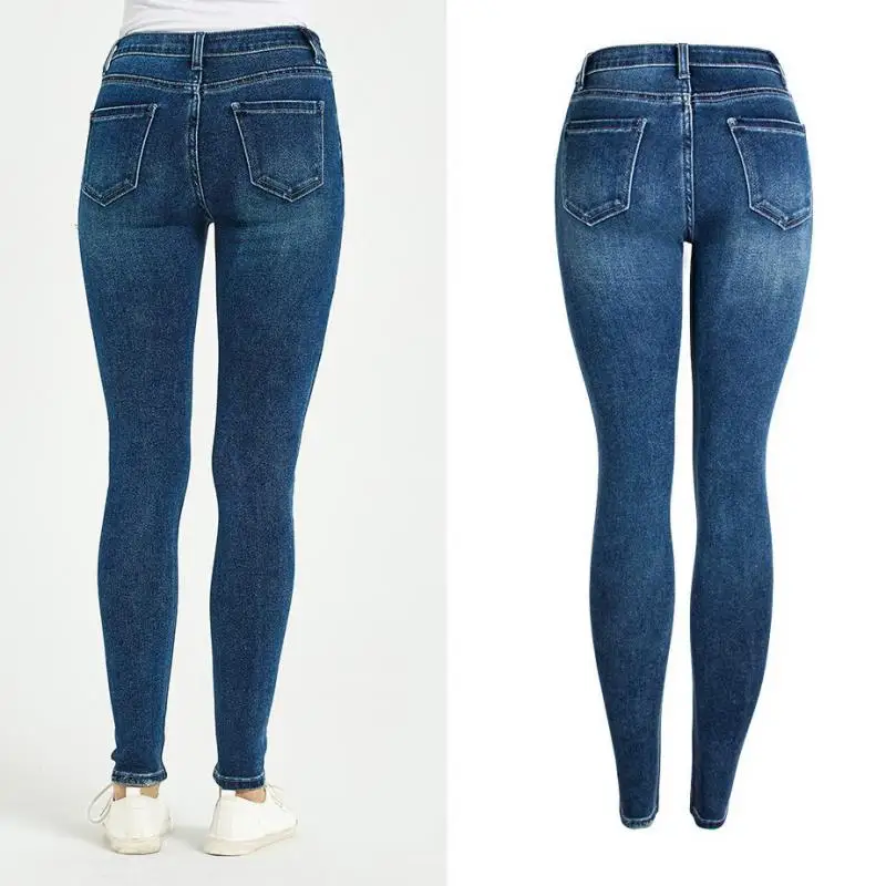 

Women Cotton High Waist Jeans Push Up Hip Pencil Lift Skinny Super Stretch Jean Trousers Blue Slim Fit Large Size Denim Pants