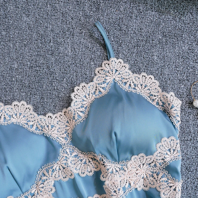 

Fashion nightgown bathrobe ice silk nightgown two-piece nightgown home service female sense strap nightdress loose robe feminino