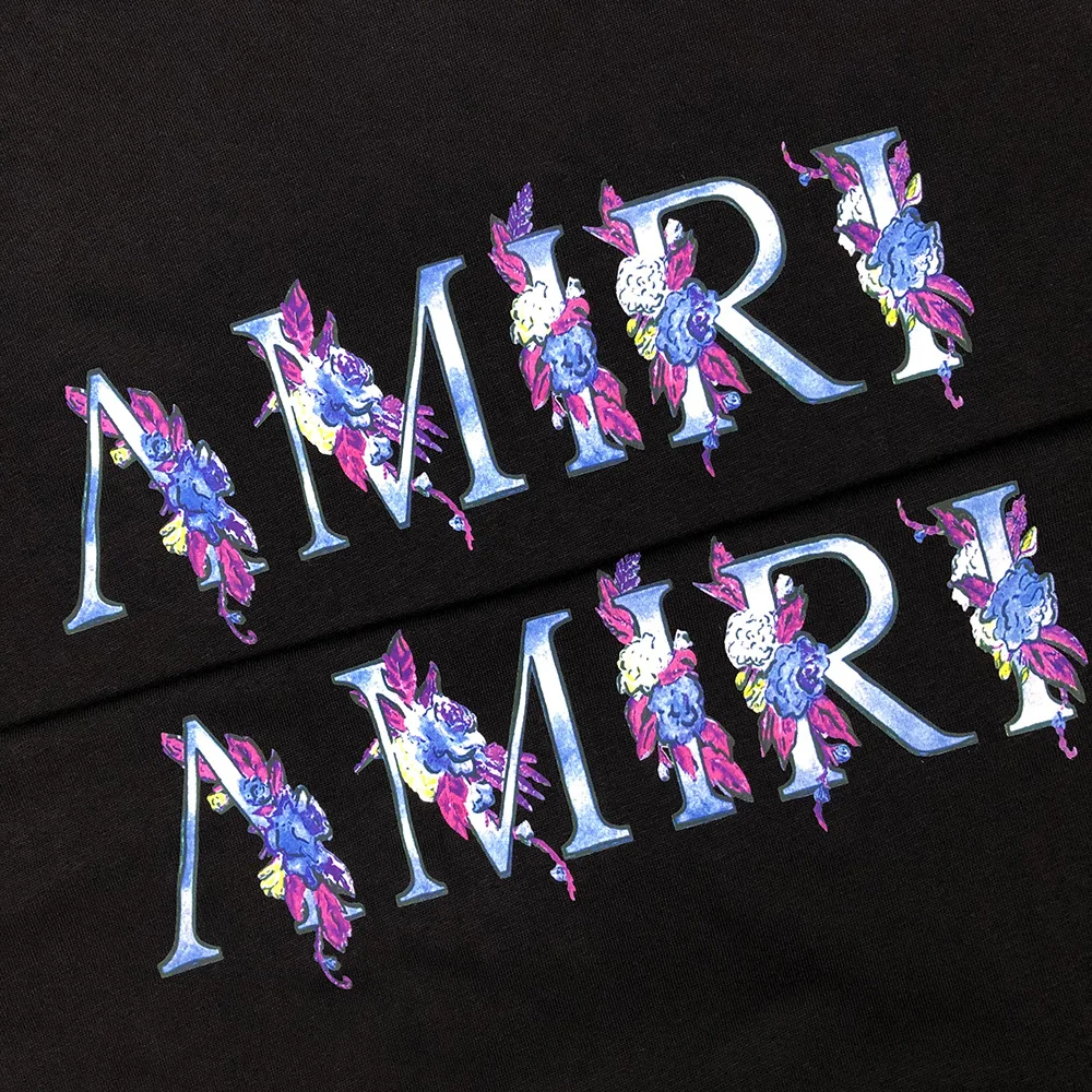 

Men and women 1:1 high quality T-shirt floral letter logo printing high street short-sleeved T-shirt