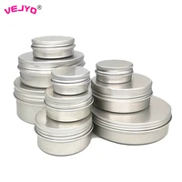 50pcs cosmetics container aluminum candle jar empty tin metal silver with lids lip balm pot screw cream box 15g 30g 50g 80g 100g