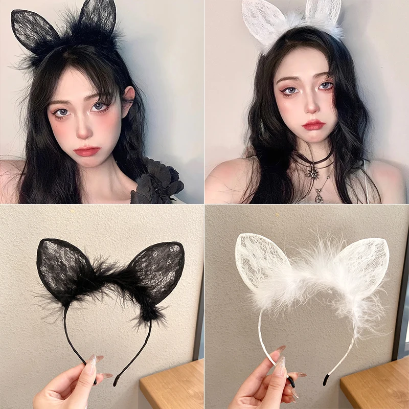 New Sexy White Black Lace Flower Elastic Headband for Women Female Hair Bands Wide Bridal Accessories Headwear |