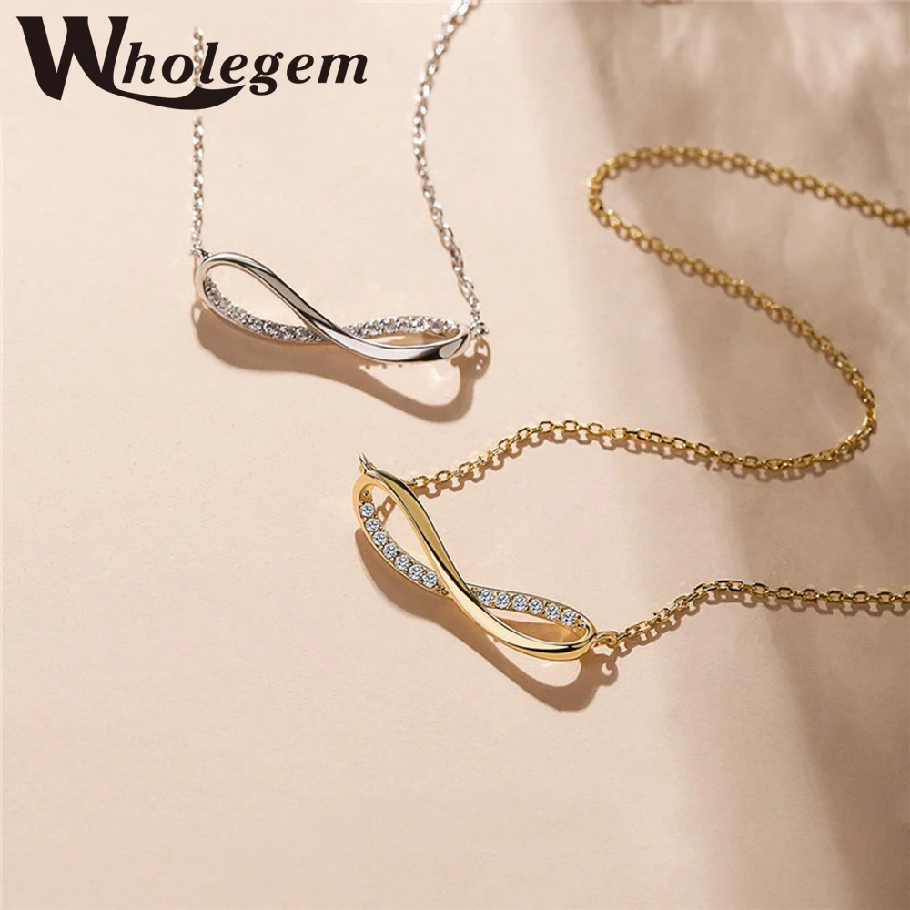 

WHOLEGEM Trendy Mobius Circle Pendant Necklace For Women Exquisite Brilliant CZ Female Choker Fashion Jewelry Anniversary Gifts
