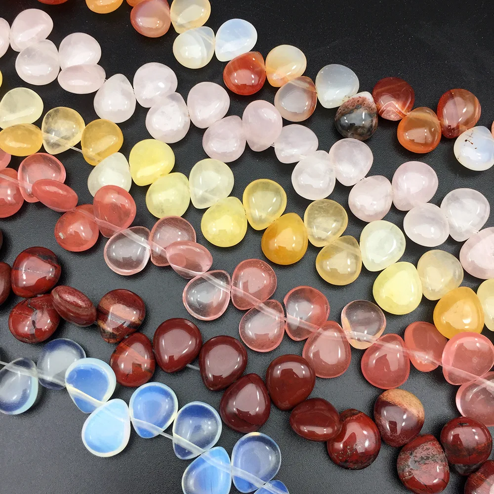 

10*12mm Natural Crystal Semi-precious Stones Horizontal Hole Flat Water Droplets Loose Beads Petals DIY Handmade Jewelry Making