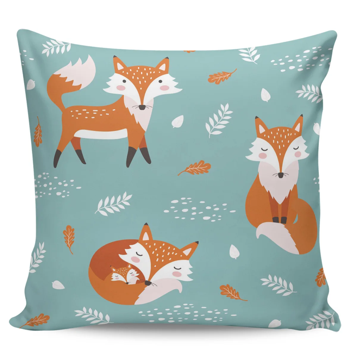 Милая Двусторонняя плюшевая наволочка в белый горошек с лисой оранжевыми и