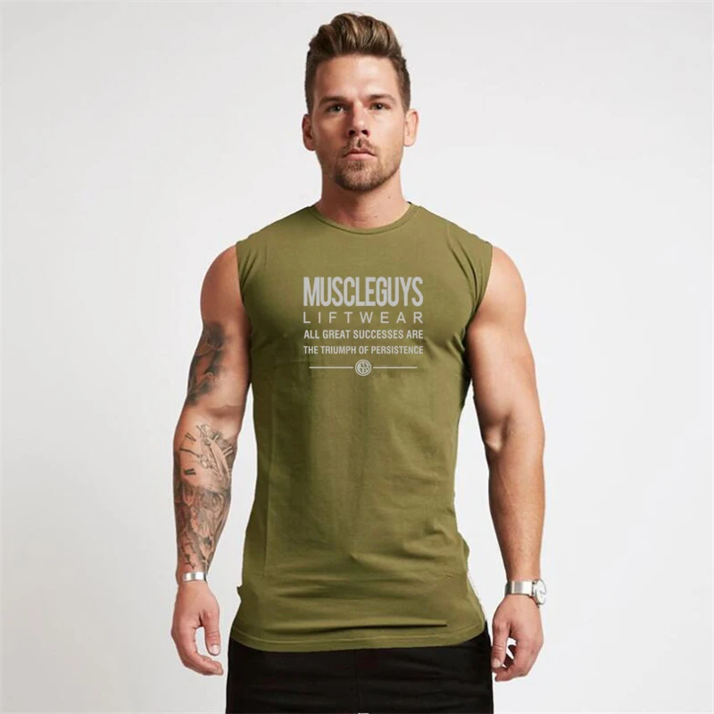 Muscleguys майка для бодибилдинга, Мужская одежда для фитнеса и спортзала, мужские жилеты без рукавов, хлопковые майки, Майки для мышц